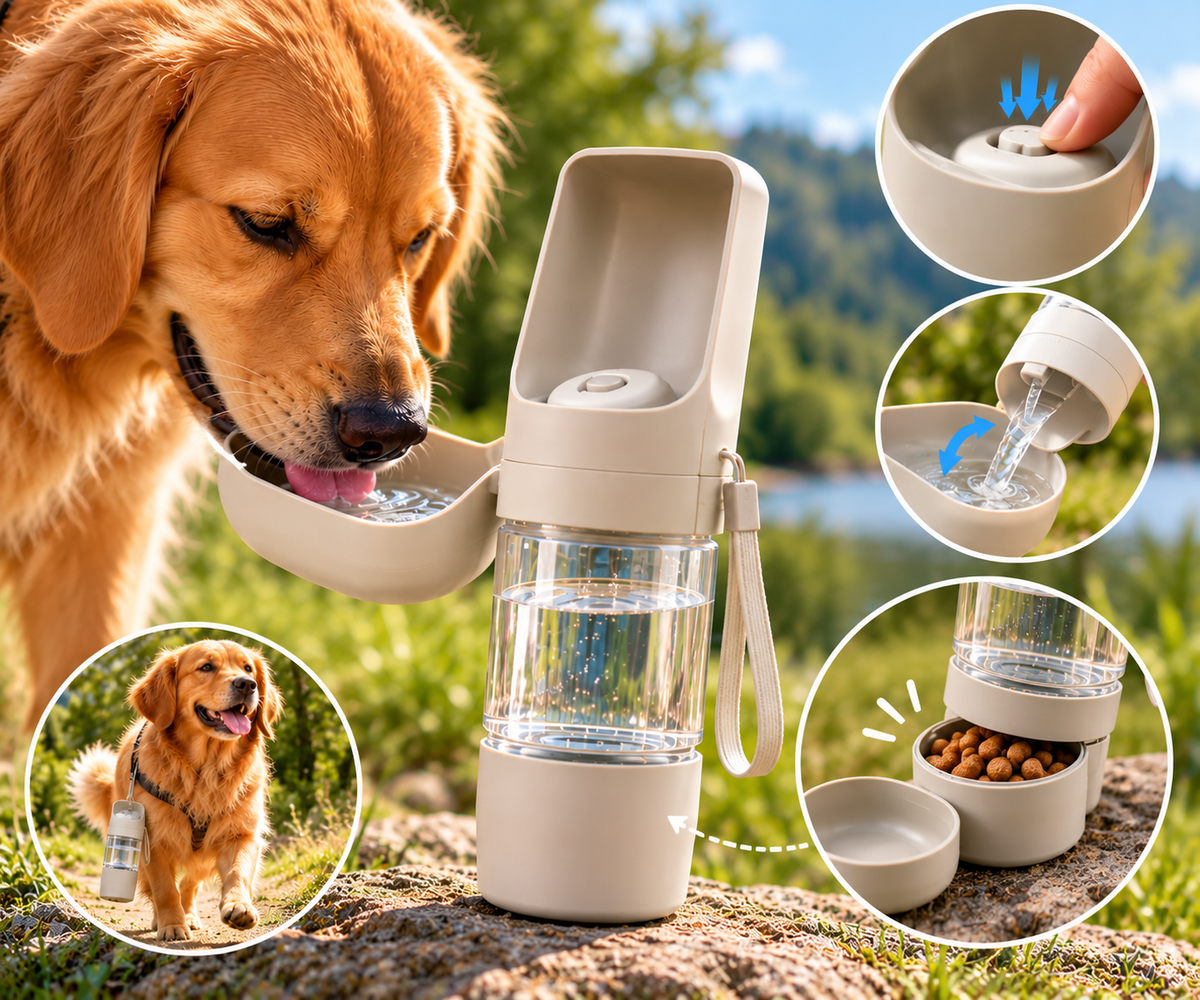 NOLUVA Travel™ – Gourde 2-en-1 pour chien